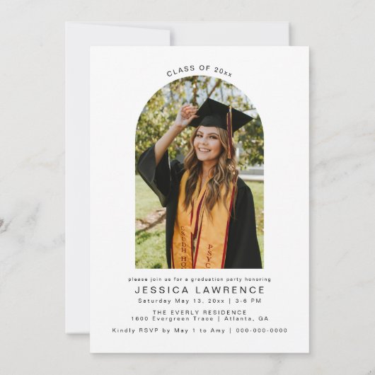 Moderne Minimalistische Foto Graduierungsparty Ein Einladung (Rückseite)