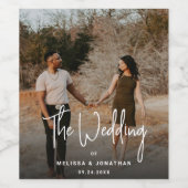 Moderne Minimalistische Foto-Handschrift-Hochzeit Weinetikett (Einzelnes Label)