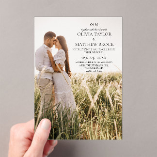 Moderne Minimalistische Foto-Hochzeit Acryleinladungen
