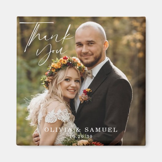 Moderne Minimalistische Foto Hochzeit Danke Magnet (Vorne)