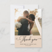 Moderne Minimalistische Foto-Hochzeit Dankeskarte (Vorderseite)