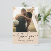 Moderne Minimalistische Foto-Hochzeit Dankeskarte (Stehend Vorderseite)