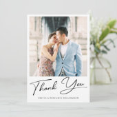 Moderne Minimalistische Foto-Hochzeit Dankeskarte (Stehend Vorderseite)