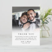 Moderne Minimalistische Foto-Hochzeit Dankeskarte (Stehend Vorderseite)