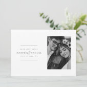 Moderne Minimalistische Foto-Hochzeit Dankeskarte (Stehend Vorderseite)