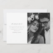 Moderne Minimalistische Foto-Hochzeit Dankeskarte (Rückseite)