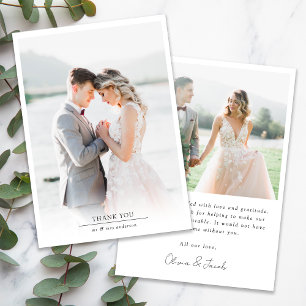 Moderne Minimalistische Foto-Hochzeit Dankeskarte