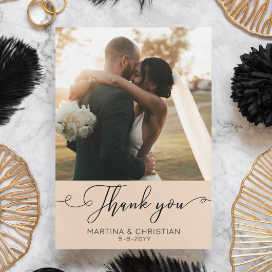 Moderne Minimalistische Foto-Hochzeit Dankeskarte