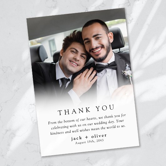 Moderne Minimalistische Foto-Hochzeit Dankeskarte