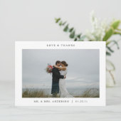Moderne Minimalistische Foto-Hochzeit Dankeskarte (Stehend Vorderseite)