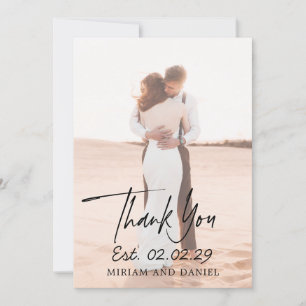 Moderne Minimalistische Foto-Hochzeit Dankeskarte