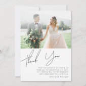 Moderne Minimalistische Foto-Hochzeit Dankeskarte (Rückseite)
