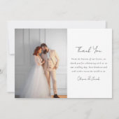 Moderne Minimalistische Foto-Hochzeit Dankeskarte (Rückseite)