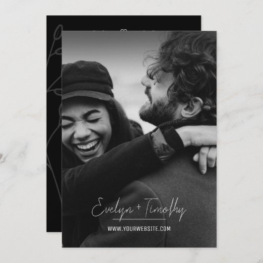Moderne Minimalistische Foto Hochzeit einladen, Sc Einladung (Vorne/Hinten)