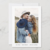 Moderne Minimalistische Foto Hochzeit Einladung (Vorderseite)