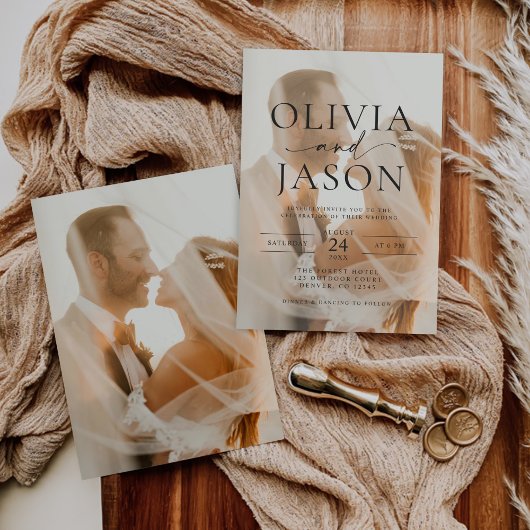 Moderne Minimalistische Foto Hochzeit Einladung