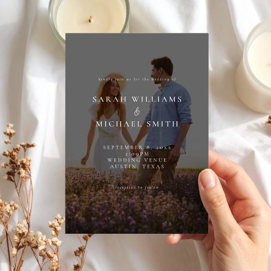 Moderne Minimalistische Foto-Hochzeit Einladung