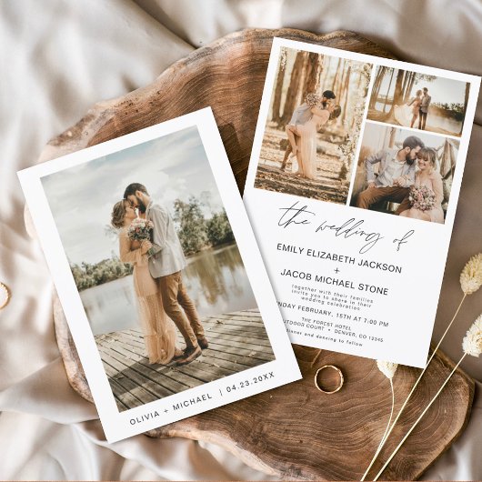 Moderne Minimalistische Foto Hochzeit Einladung