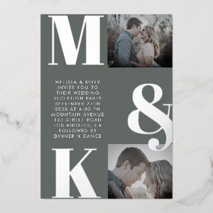 Moderne Minimalistische Foto-Hochzeit Fettdruck Mo Folieneinladung