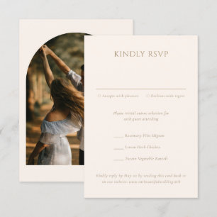 Moderne Minimalistische Foto-Hochzeit im Bogen RSVP Karte