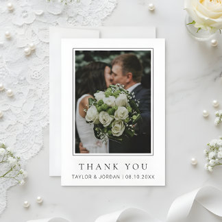 Moderne minimalistische Foto-Hochzeit individuell Dankeskarte