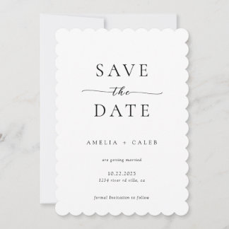Moderne Minimalistische Foto-Hochzeit mit geschwun Save The Date
