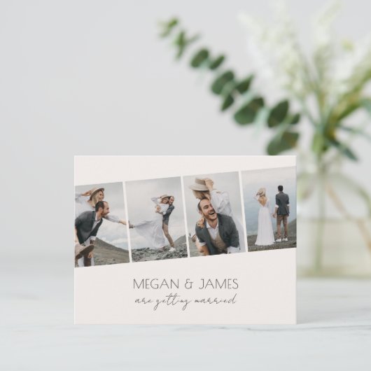 moderne, minimalistische Foto-Hochzeit Postkarte (Stehend Vorderseite)