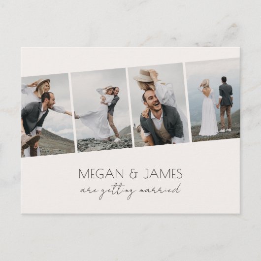 moderne, minimalistische Foto-Hochzeit Postkarte (Vorderseite)