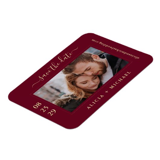 Moderne, minimalistische Foto Hochzeit rett Datum Magnet (Linke Seite)