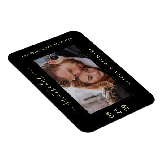 Moderne, minimalistische Foto Hochzeit rett Datum Magnet (Rechte Seite)