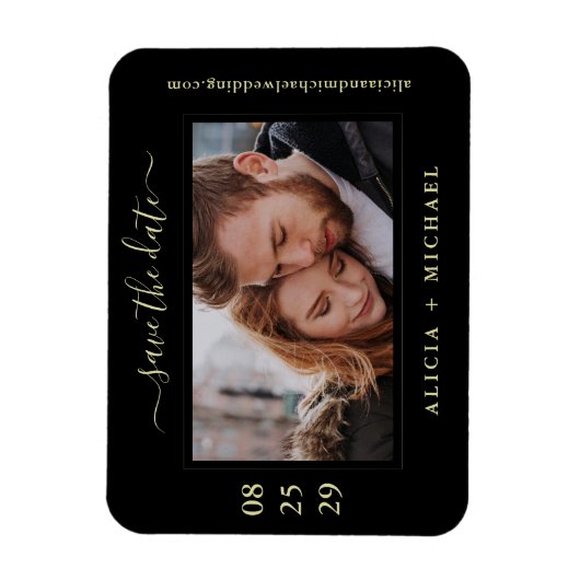 Moderne, minimalistische Foto Hochzeit rett Datum Magnet (Vertikal)