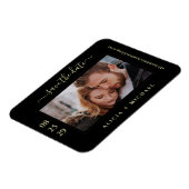 Moderne, minimalistische Foto Hochzeit rett Datum Magnet (Linke Seite)