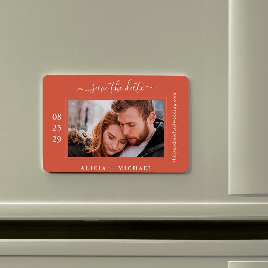 Moderne, minimalistische Foto Hochzeit rett Datum Magnet