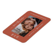Moderne, minimalistische Foto Hochzeit rett Datum Magnet (Linke Seite)