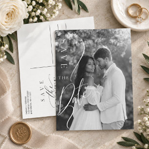 Moderne Minimalistische Foto-Hochzeit Save The Dat Ankündigungspostkarte