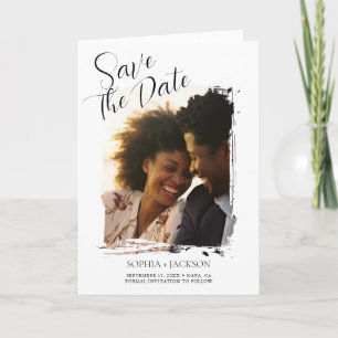 Moderne minimalistische Foto-Hochzeit Save-the-Dat Feiertagskarte