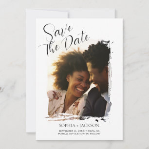 Moderne minimalistische Foto-Hochzeit Save-the-Dat Feiertagskarte