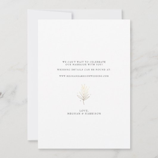 Moderne Minimalistische Foto-Hochzeit Save The Date (Rückseite)