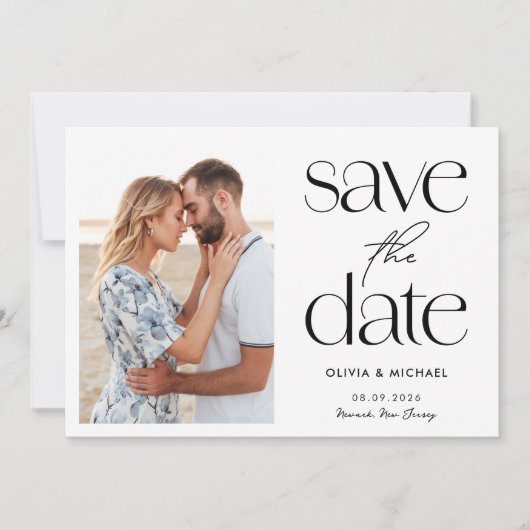 Moderne Minimalistische Foto-Hochzeit Save The Date (Vorderseite)
