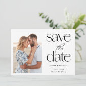 Moderne Minimalistische Foto-Hochzeit Save The Date (Stehend Vorderseite)