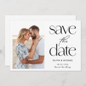 Moderne Minimalistische Foto-Hochzeit Save The Date (Vorne/Hinten)