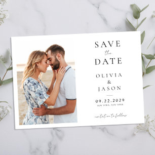 Moderne Minimalistische Foto-Hochzeit Save The Date