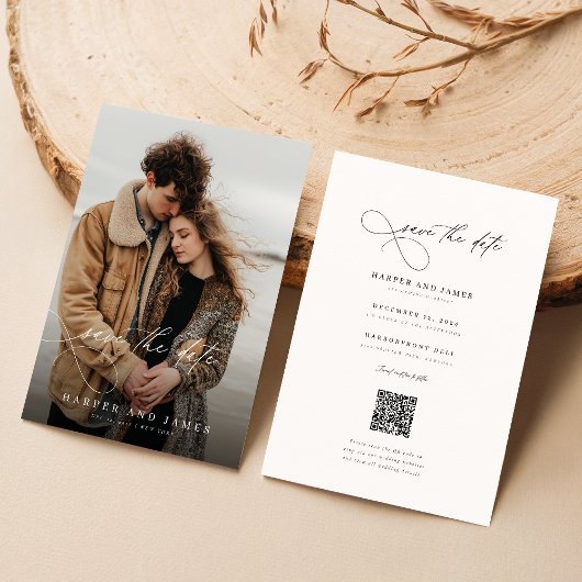 Moderne Minimalistische Foto-Hochzeit Save The Date
