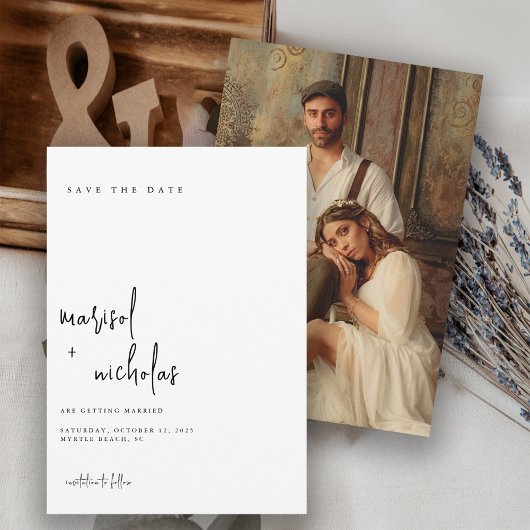 Moderne Minimalistische Foto-Hochzeit Save The Date