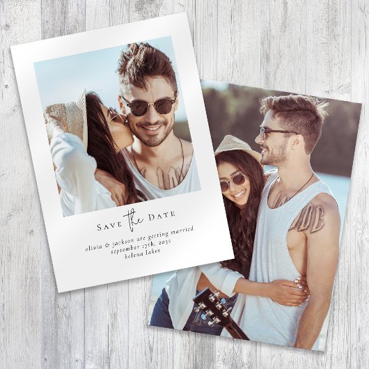 Moderne Minimalistische Foto-Hochzeit Save The Date