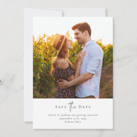 Moderne Minimalistische Foto-Hochzeit Save The Date (Vorderseite)