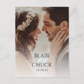 Moderne minimalistische Foto Hochzeit speichern da Postkarte (Vorderseite)