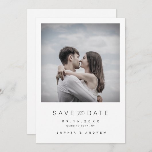 Moderne minimalistische Foto Hochzeit speichern da Save The Date (Vorne/Hinten)