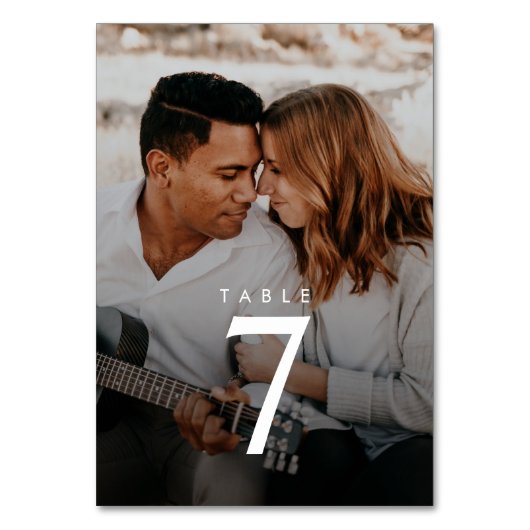 Moderne Minimalistische Foto-Hochzeit Tischnummer (Rückseite)