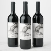 Moderne Minimalistische Foto-Hochzeit Weinetikett (Flaschen)